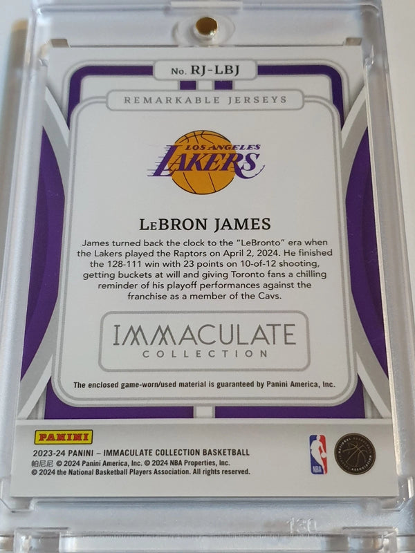 2023 Immaculate Collection Lebron James #PATCH /99 Game Worn Jersey - Rare