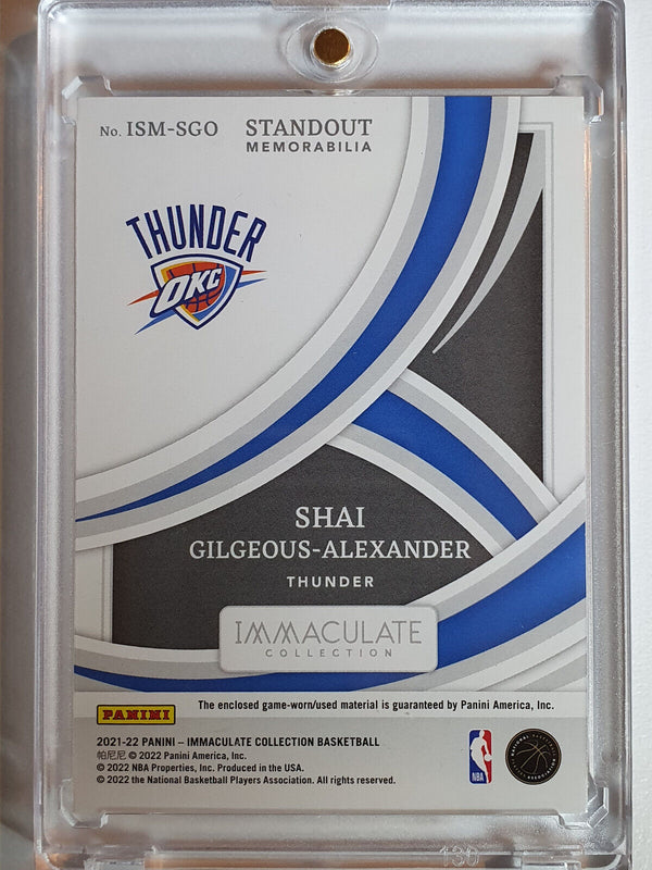 2021 Panini Immaculate Shai Gilgeous-Alexander #PATCH /99 Game Worn Jumbo Jersey