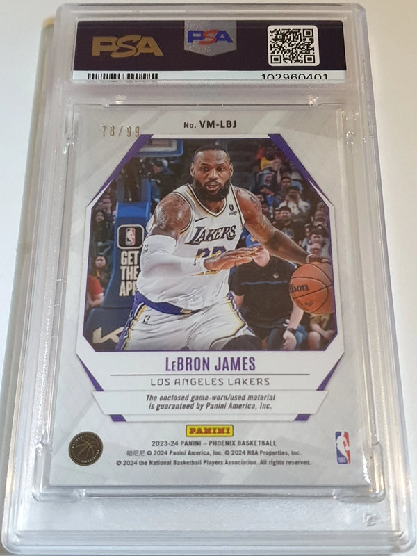 2023 Phoenix Lebron James #PATCH PURPLE /99 Game Worn Jersey - PSA 9 POP 3