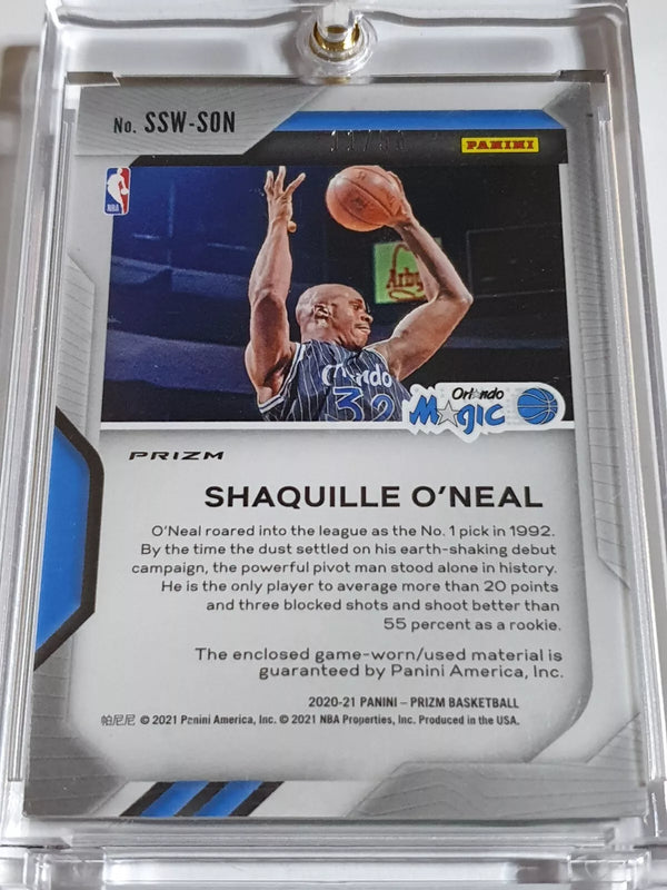 2020 Prizm Shaquille O'Neal #PATCH GREEN CRACKED ICE /56 Game Worn Jersey - Rare