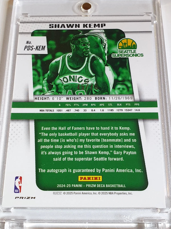 2024 Panini Prizm Deca Shawn Kemp #AUTO PURPLE /75 Holo Signatures - Rare