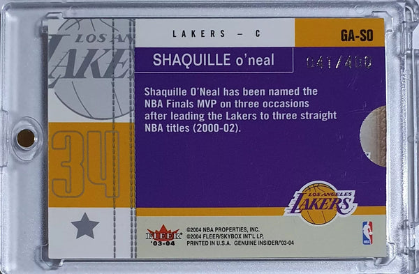 2003 Fleer Shaquille O'Neal #PATCH /400 Game Worn 2 Color Jersey - Rare