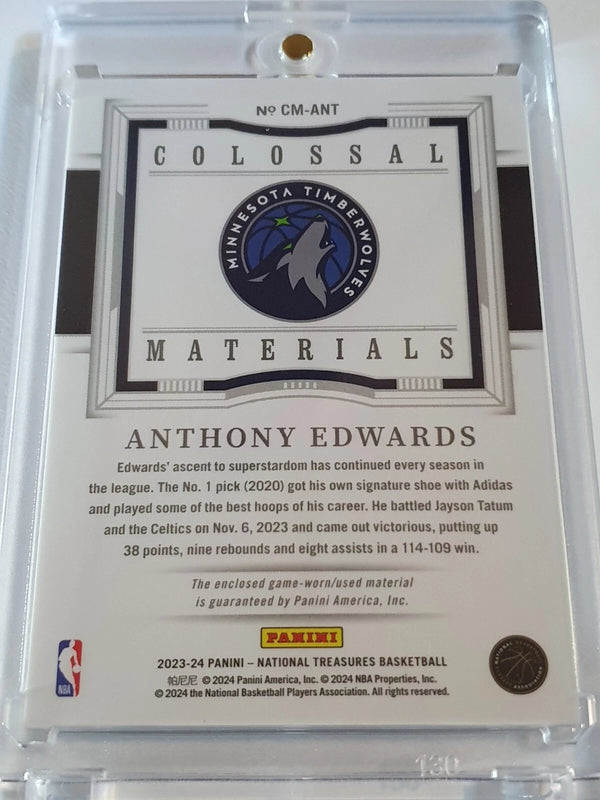 2023 Panini National Treasures Anthony Edwards #PATCH /99 Game Worn Jumbo Jersey