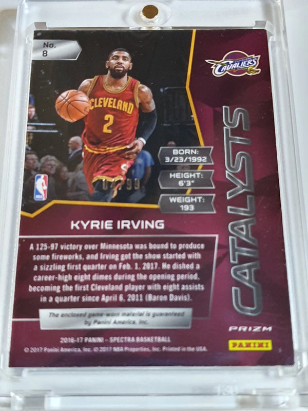 2016 Spectra Kyrie Irving #PATCH NEON BLUE /99 Holo - Ready to Grade