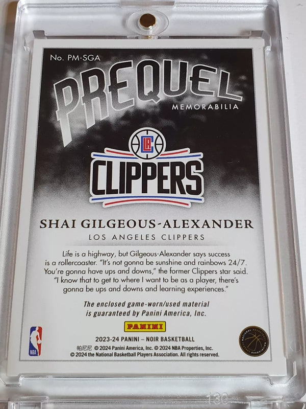 2023 Noir Shai Gilgeous-Alexander #PATCH PRIME /25 2 Color Game Worn Jersey