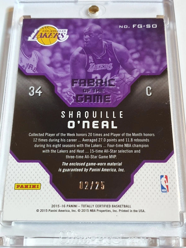 2015 Totally Certified Shaquille O'Neal #PATCH CAMO /25 Game Worn 2 Color Jersey