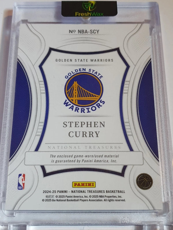 2024 Panini National Treasures Stephen Curry #PATCH /99 Game Worn Jersey - Rare
