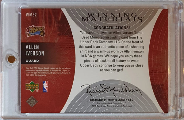 2003 Upper Deck SPx Allen Iverson #PATCH Dual Game Worn Jerseys - Rare