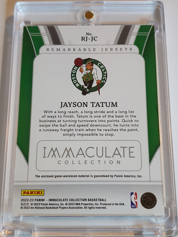 2022 Panini Immaculate Jayson Tatum #PATCH /99 Game Worn Jersey - Rare