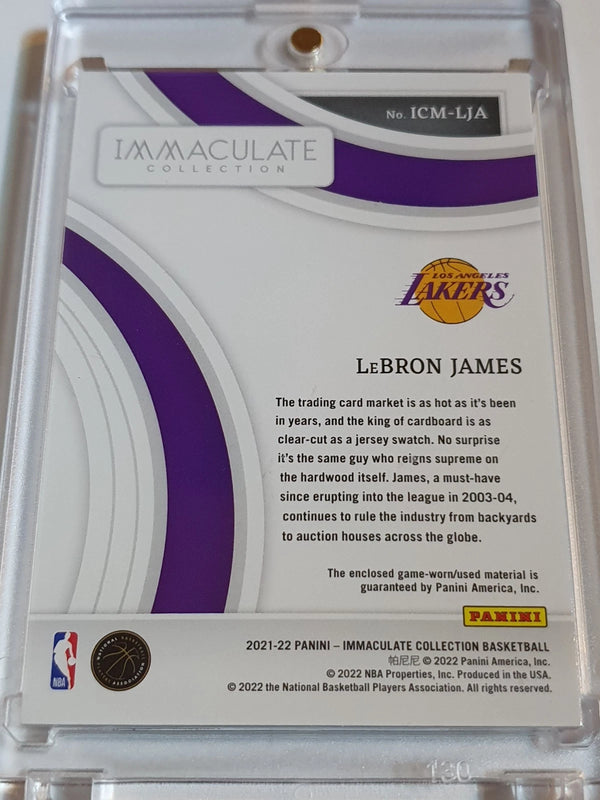 2021 Immaculate Collection LeBron James #PATCH /99 Game Worn Jersey - Rare