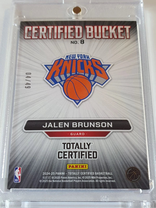 2024 Panini Totally Certified Jalen Brunson #8 BLUE MIRROR /49 Holo - Rare