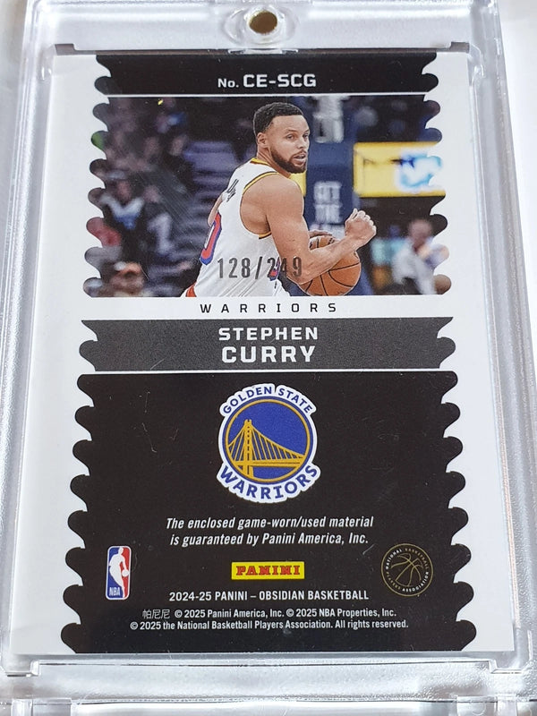 2024 Panini Obsidian Stephen Curry #PATCH /249 Game Worn Jersey Cutting Edge