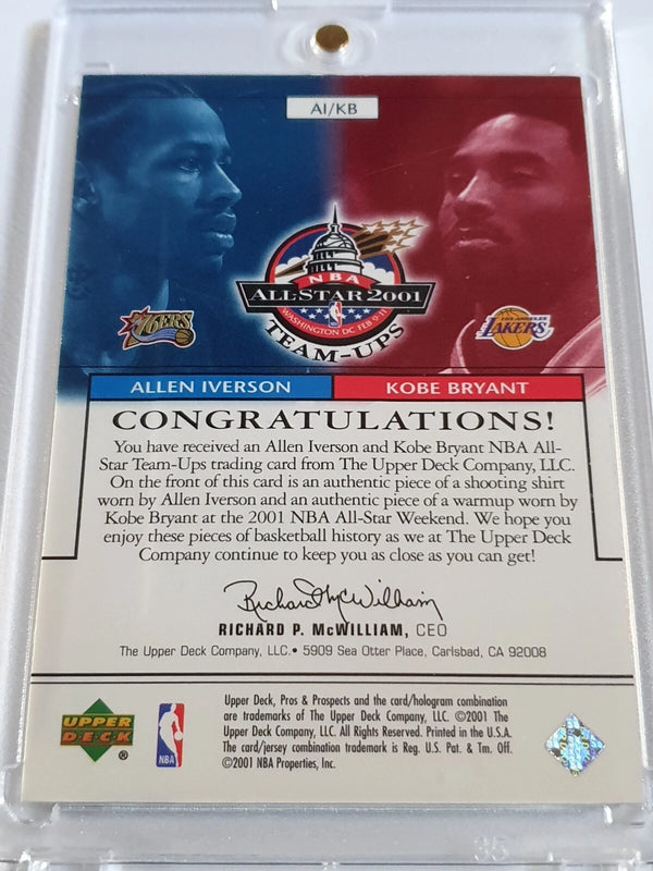 2001 UD Pros & Prospect Allen Iverson Kobe Bryant #PATCH Dual Game Worn Jerseys