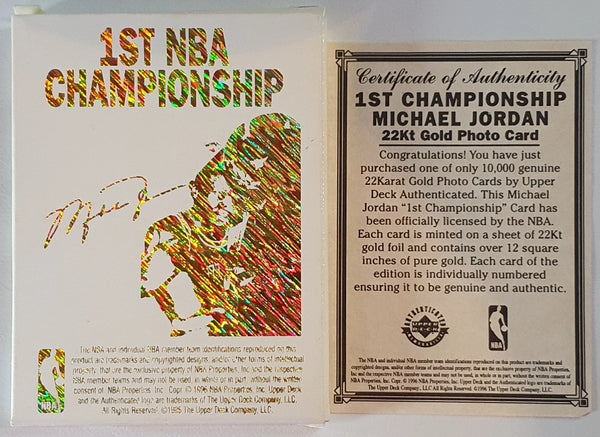 1996 Upper Deck Michael Jordan 22KT GOLD CARD 1st Championship - Ready to Grade