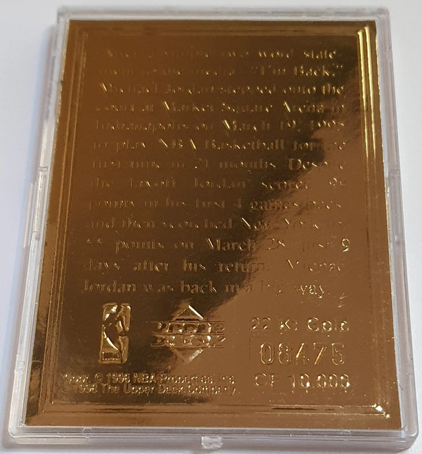 1996 Upper Deck Michael Jordan 22KT GOLD He's Back - Box & COA