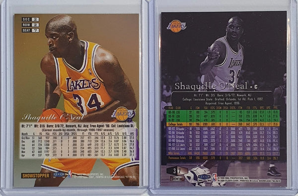Lot of 2 x Fleer Flair Showcase Shaquille O'Neal - Ready to Grade