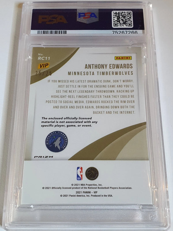 2022 Panini National VIP Anthony Edwards Rookie #PATCH 25/25 Jersey RC - PSA 9