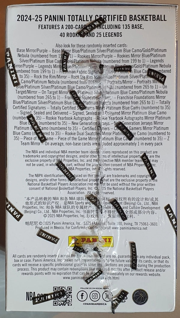 2024-25 Panini Totally Certified Basketball Blaster Box - Sealed Risacher Castle