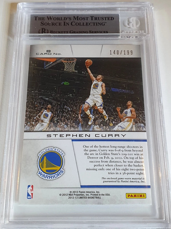 2012 Limited Stephen Curry #PATCH /199 Jumbo Game Jersey - BGS 9 (POP 2)