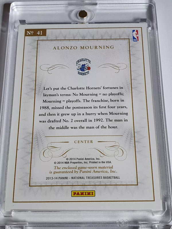 2013 National Treasures Alonzo Mourning #PATCH /99 Game Worn Jersey - Rare