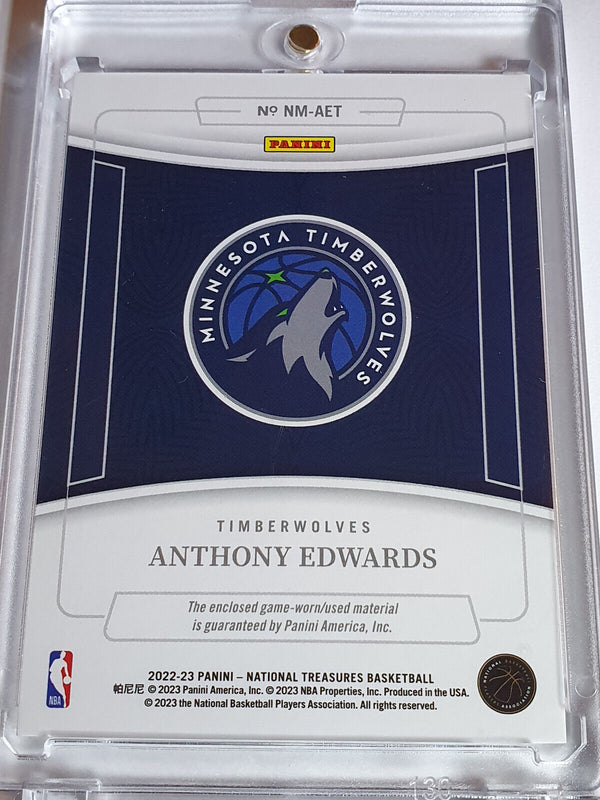 2022 National Treasures Anthony Edwards #PATCH /99 Game Worn Jersey - Rare