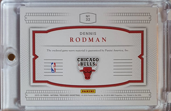 2015 Panini National Treasures Dennis Rodman #PATCH /99 Game Worn Jersey - Rare