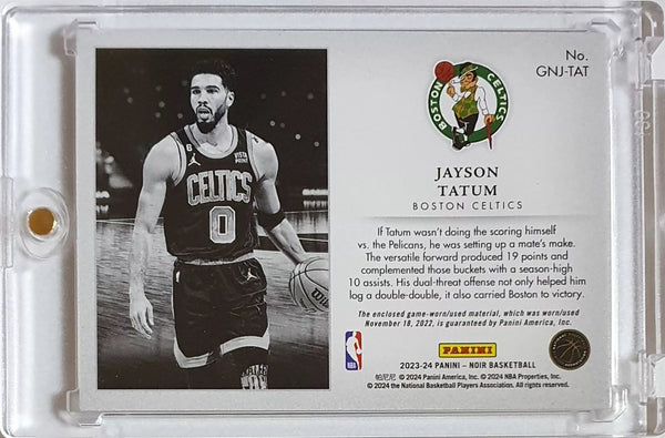 2023 Panini Noir Jayson Tatum #PATCH /99 Game Worn Jersey - Ready to Grade