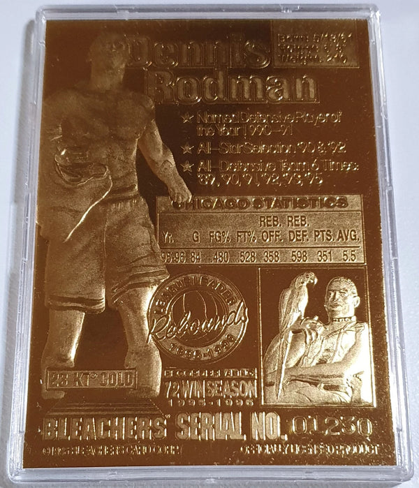1996 Bleachers Dennis Rodman 23K GOLD CARD Diamond Stars - Box and COA