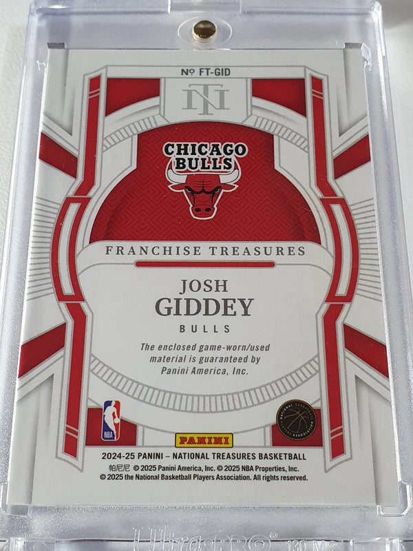 2024 National Treasures Josh Giddey #PATCH PRIME /25 Game Worn Jersey (Bulls)