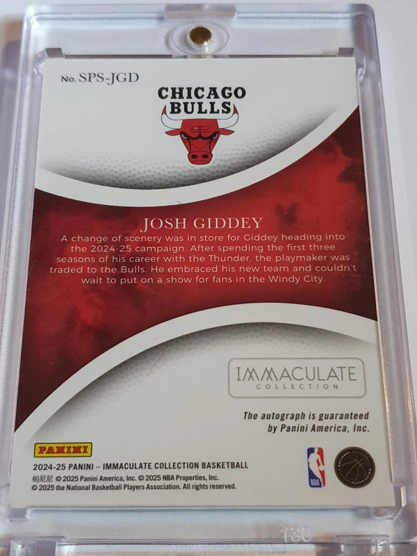 2024 Panini Immaculate Josh Giddey AUTO RED 01/25 - On Card Autograph (Bulls)