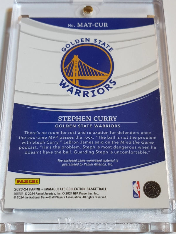 2023 Panini Immaculate Stephen Curry #PATCH /99 Game Worn Jersey - Rare