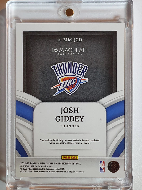 2021 Immaculate Josh Giddey Rookie #PATCH /25 Jumbo 3 Color Jersey - Rare