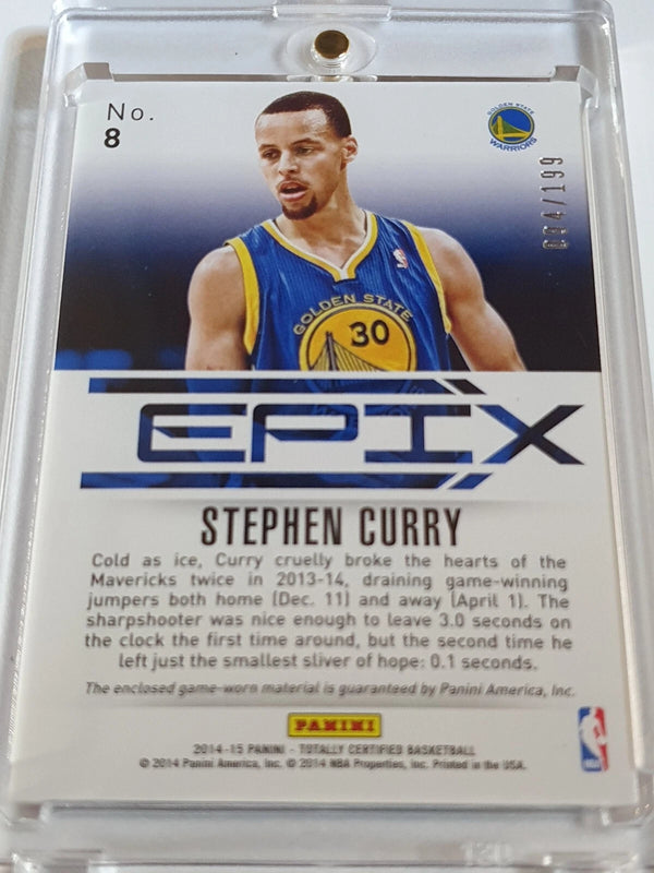 2014 Panini Totally Certified Stephen Curry #PATCH /199 Game Worn Jersey - Rare
