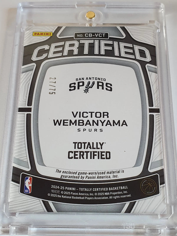 2024 Totally Certified Victor Wembanyama #PATCH MIRROR RED /75 Game Worn Jersey