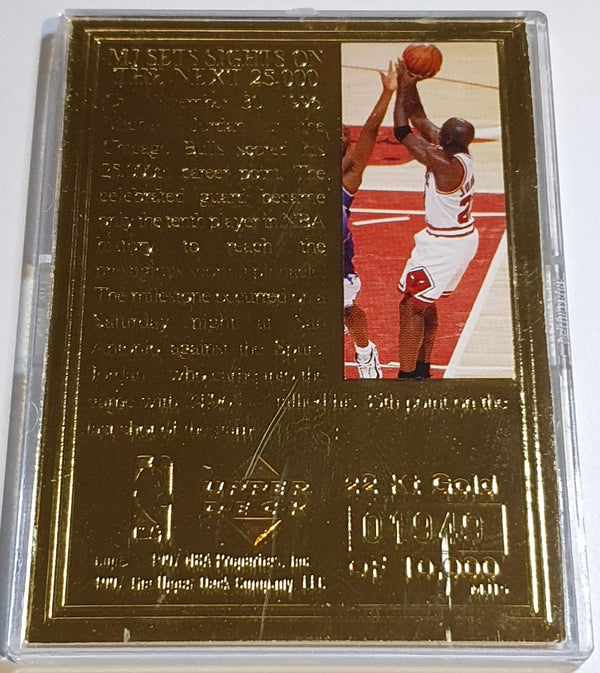 1997 Upper Deck Michael Jordan 22K GOLD CARD /10000 25K Career Points - Box/COA