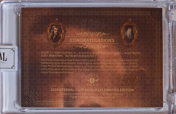 2024 Eternal Isaac Newton Leonardo da Vinci #RELICS /99 Dual Relics - Sealed