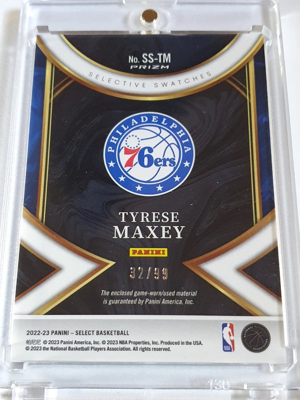 2022 Panini Select Tyrese Maxey #PATCH PURPLE /99 Game Worn Jersey - Rare