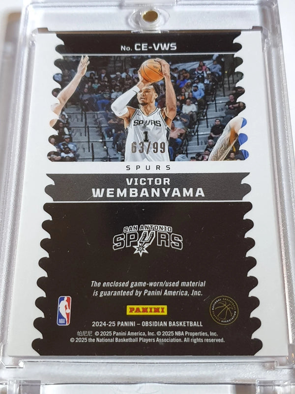 2024 Panini Obsidian Victor Wembanyama #PATCH ORANGE FLOOD /99 Game Worn Jersey