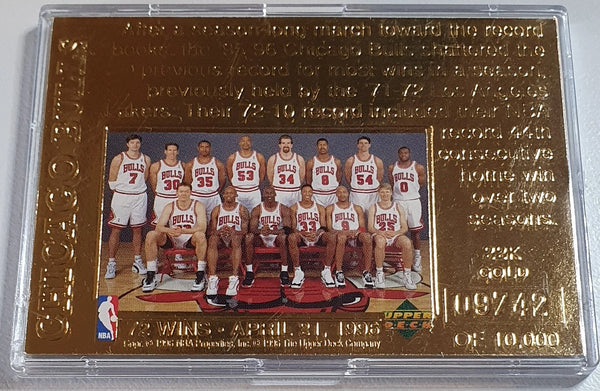1997 Upper Deck Chicago Bulls Michael Jordan 22K GOLD /10000 72 Victories - Rare