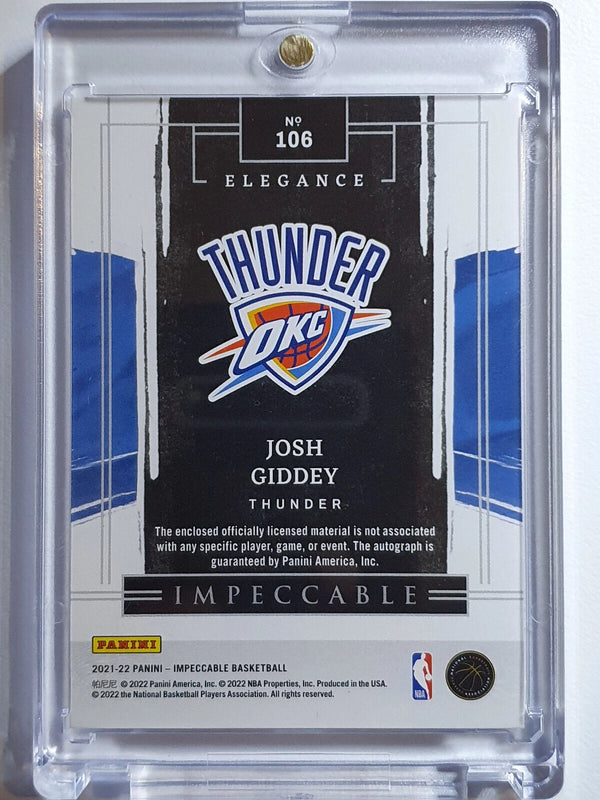 2021 Impeccable Josh Giddey Rookie #PATCH AUTO RED /88 3 Color Jersey - Rare
