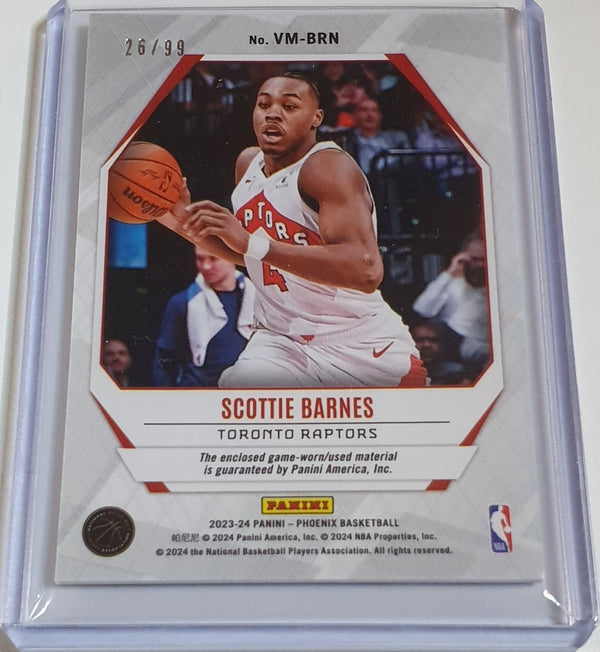 2023 Panini Phoenix Scottie Barnes #PATCH PURPLE /99 Game Worn Jersey - Rare