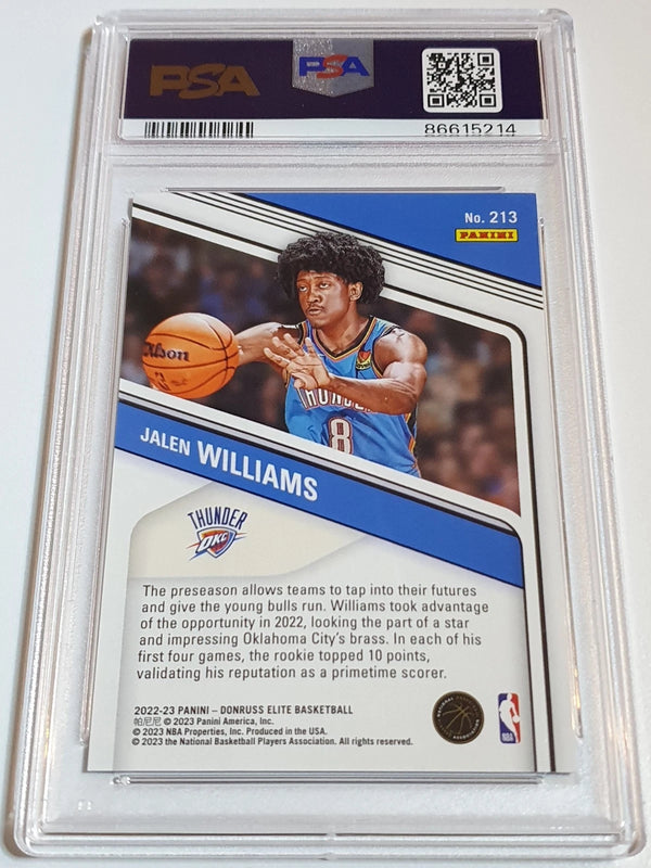 2022 Donruss Elite Jalen Williams Rookie #213 PURPLE /49 Holo RC - PSA 9 (POP 2)