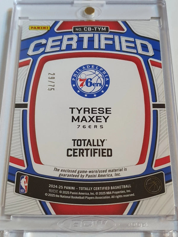 2024 Totally Certified Tyrese Maxey #PATCH MIRROR RED /75 Game Worn Jersey