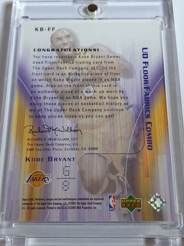 2003 Upper Deck Hardcourt Kobe Bryant JERSEY PATCH & GAME FLOOR - Rare Gem