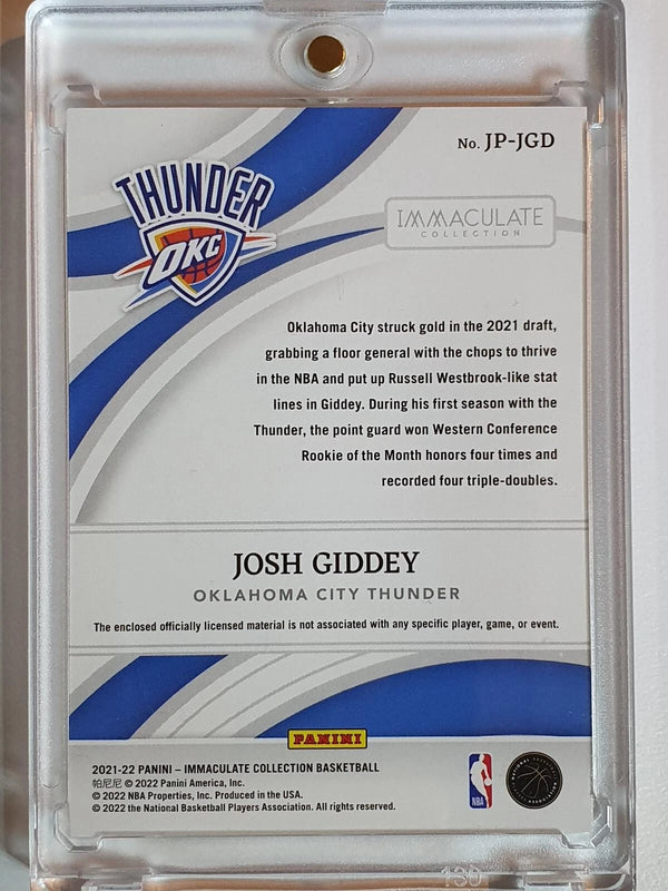 2021 Immaculate Josh Giddey Rookie #PATCH 3 Color Jumbo Jersey /50 - Rare
