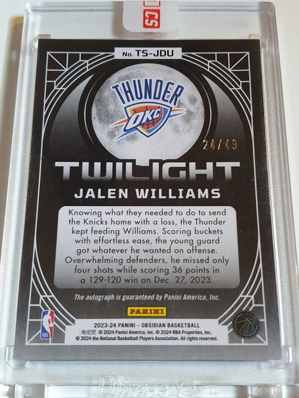 2023 Obsidian Jalen Williams AUTO PURPLE FLOOD /49 Twilight Signature - Sealed