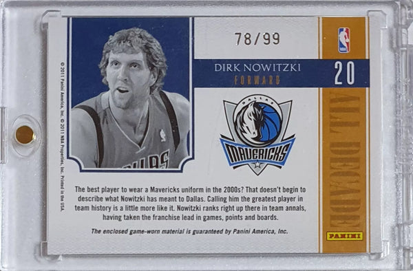 2010 Playoff National Treasures Dirk Nowitzki #PATCH /99 Game Worn Jersey - Rare