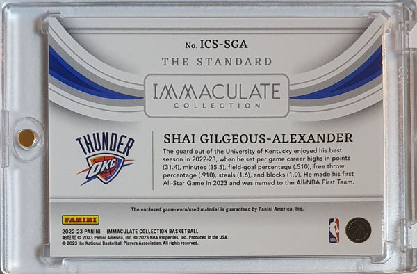 2022 Immaculate Shai Gilgeous-Alexander #PATCH /99 Holo Game Worn Jumbo Jersey