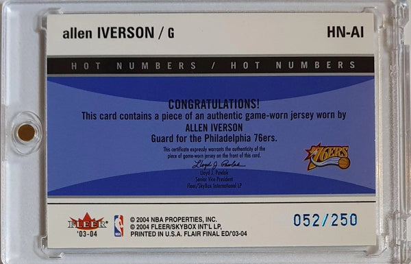 2003 Flair Final Edition Allen Iverson #PATCH /250 Game Worn Jersey - Rare