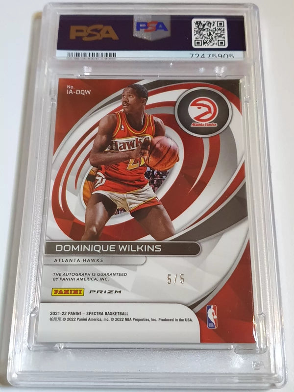 2021 Spectra Dominique Wilkins AUTO MARBLE 5/5 Icons Autographs - PSA 9 (POP 1)